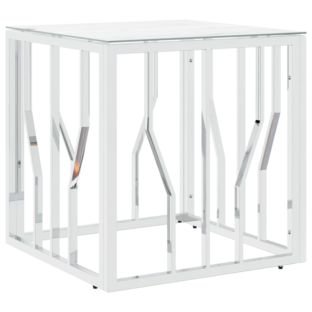 Coffee Table Silver 50x50x50 cm Stainless Steel and Glass