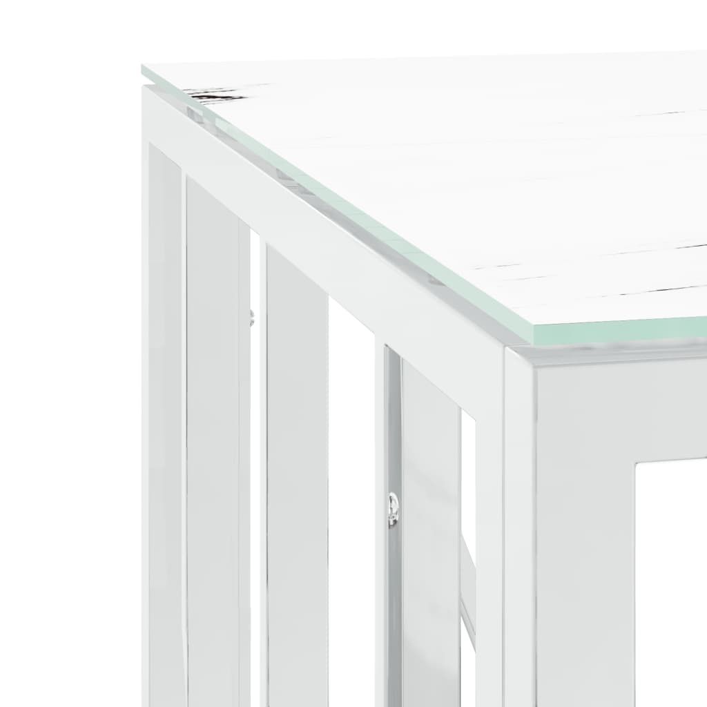 Coffee Table Silver 50x50x50 cm Stainless Steel and Glass