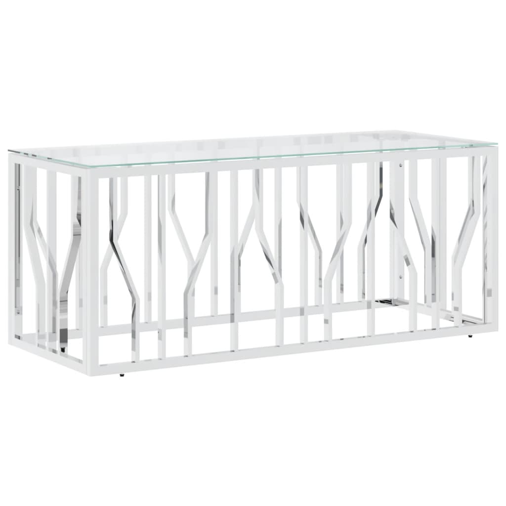 Coffee Table 110x45x45 cm Stainless Steel and Glass