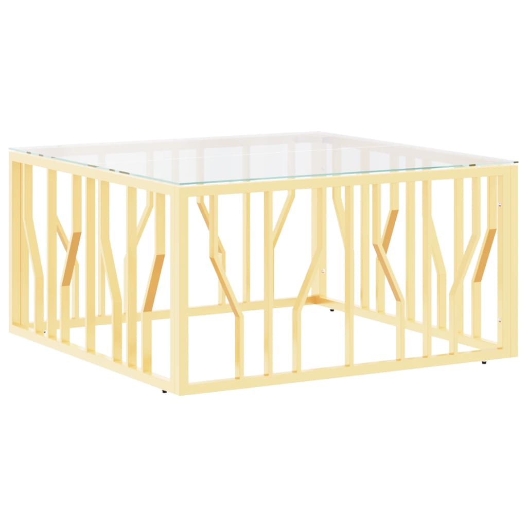Coffee Table Gold 80x80x40 cm Stainless Steel and Glass