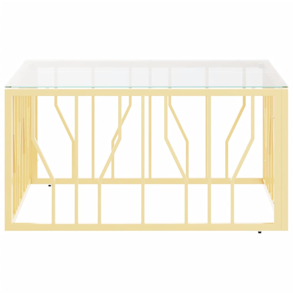 Coffee Table Gold 80x80x40 cm Stainless Steel and Glass