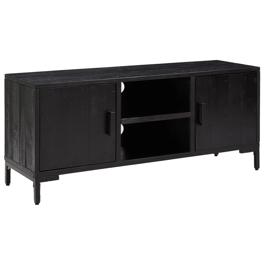 TV Cabinet Black 110x35x48 cm Solid Pinewood