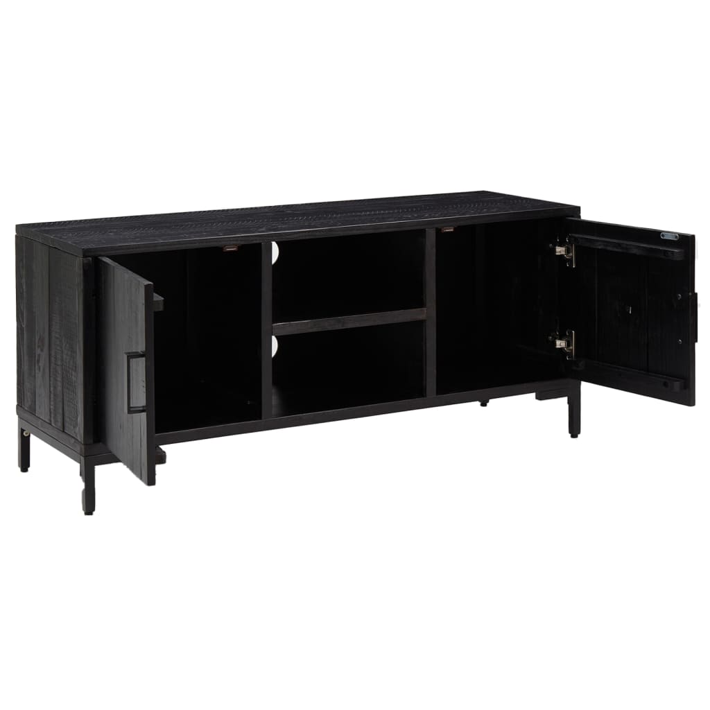 TV Cabinet Black 110x35x48 cm Solid Pinewood