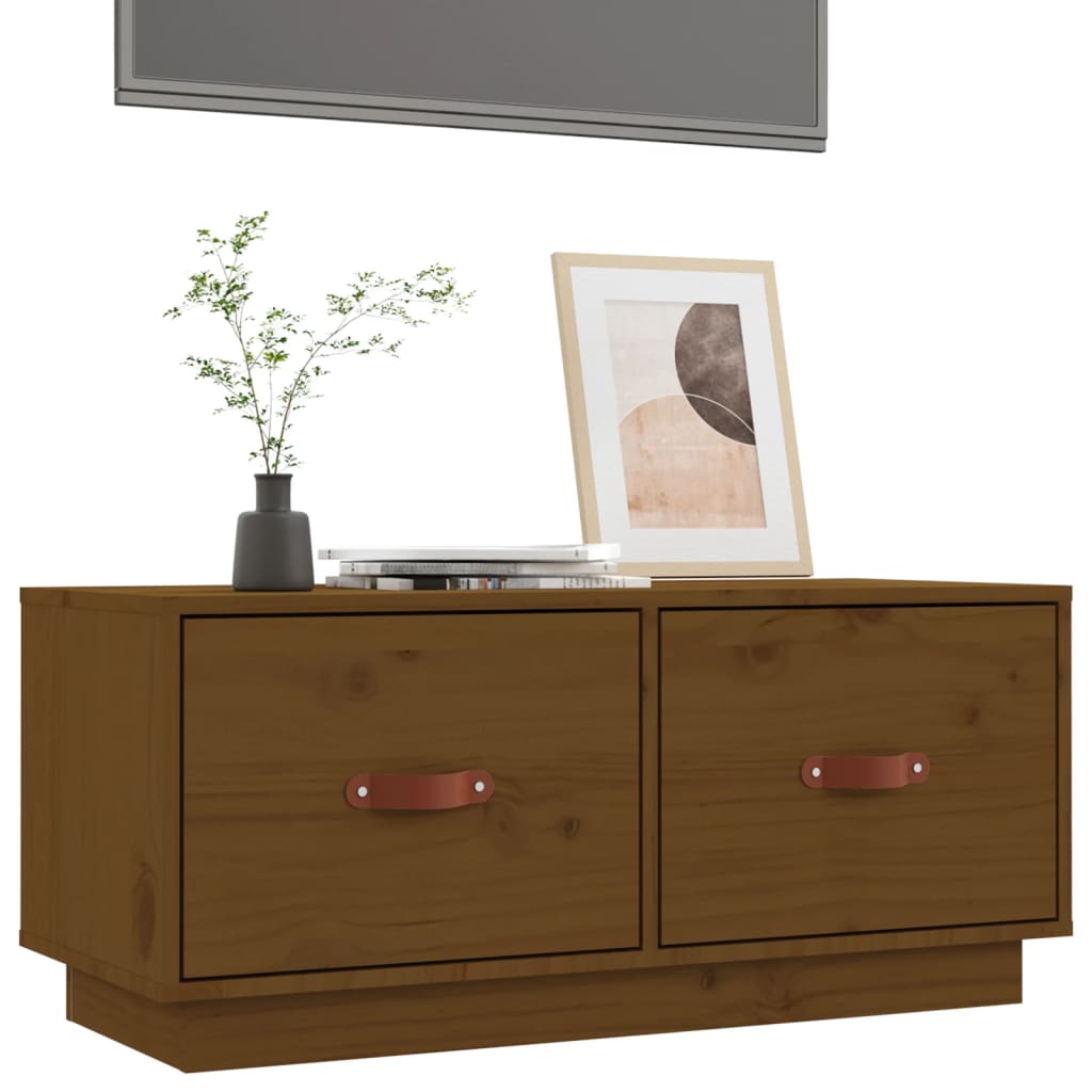 TV Cabinet Honey Brown 80x34x35 cm Solid Wood Pine
