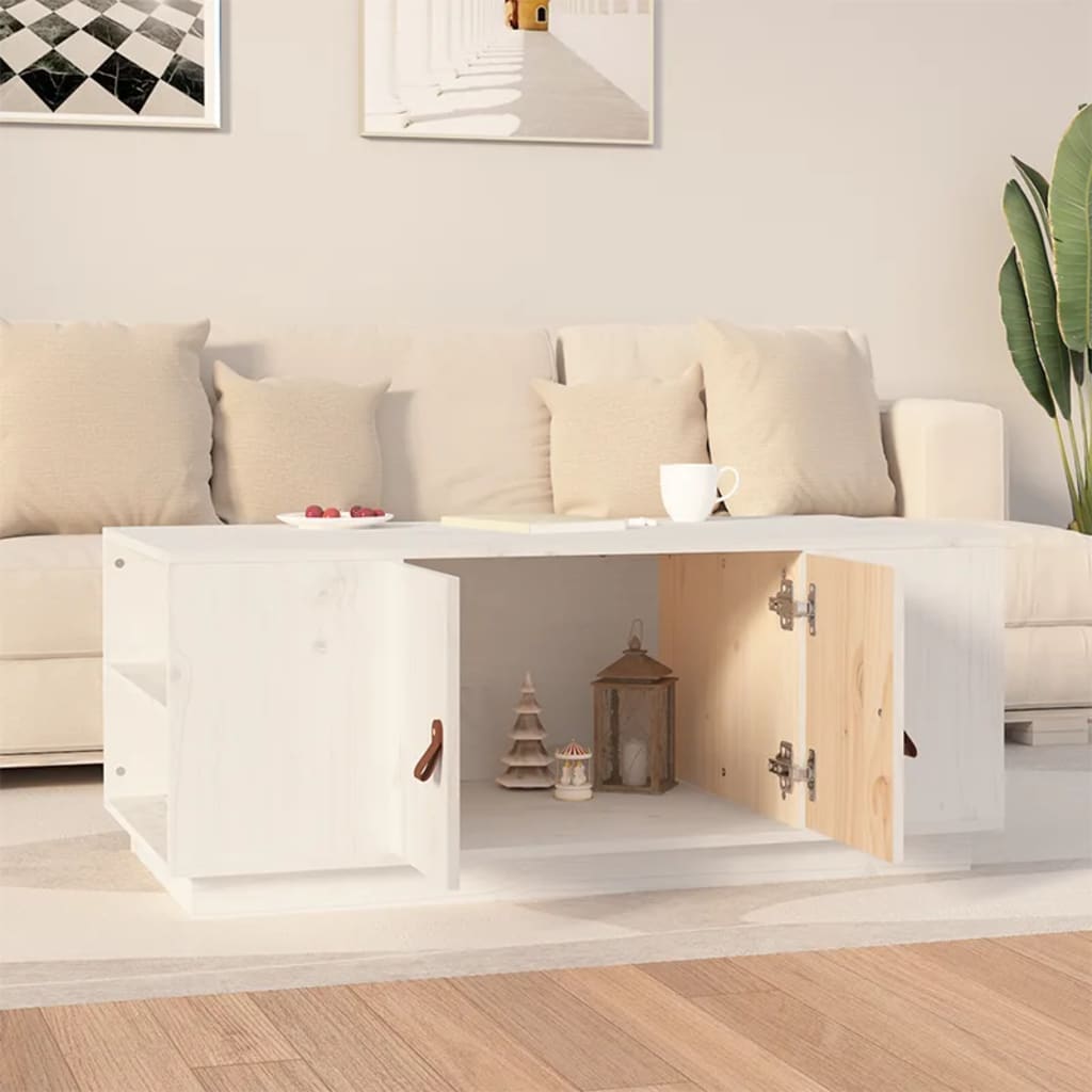 Coffee Table White 100x50x41 cm Solid Wood Pine