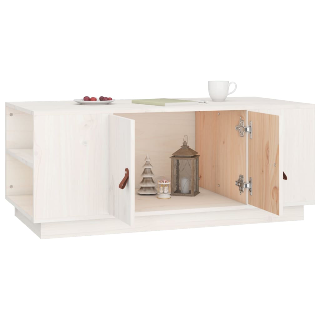 Coffee Table White 100x50x41 cm Solid Wood Pine