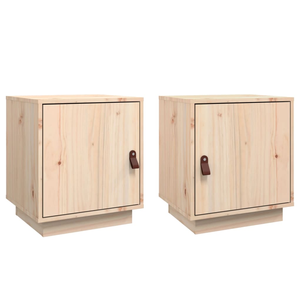 Solid Pine Bedside Cabinets 2pcs, 40x34x45cm, Natural Wood Finish