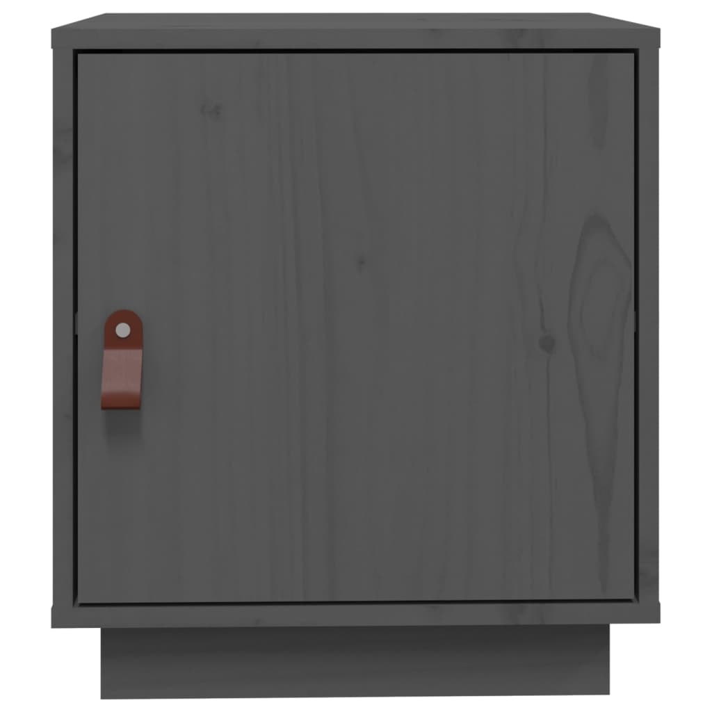 Solid Wood Pine Bedside Cabinet - Grey, 40x34x45 cm