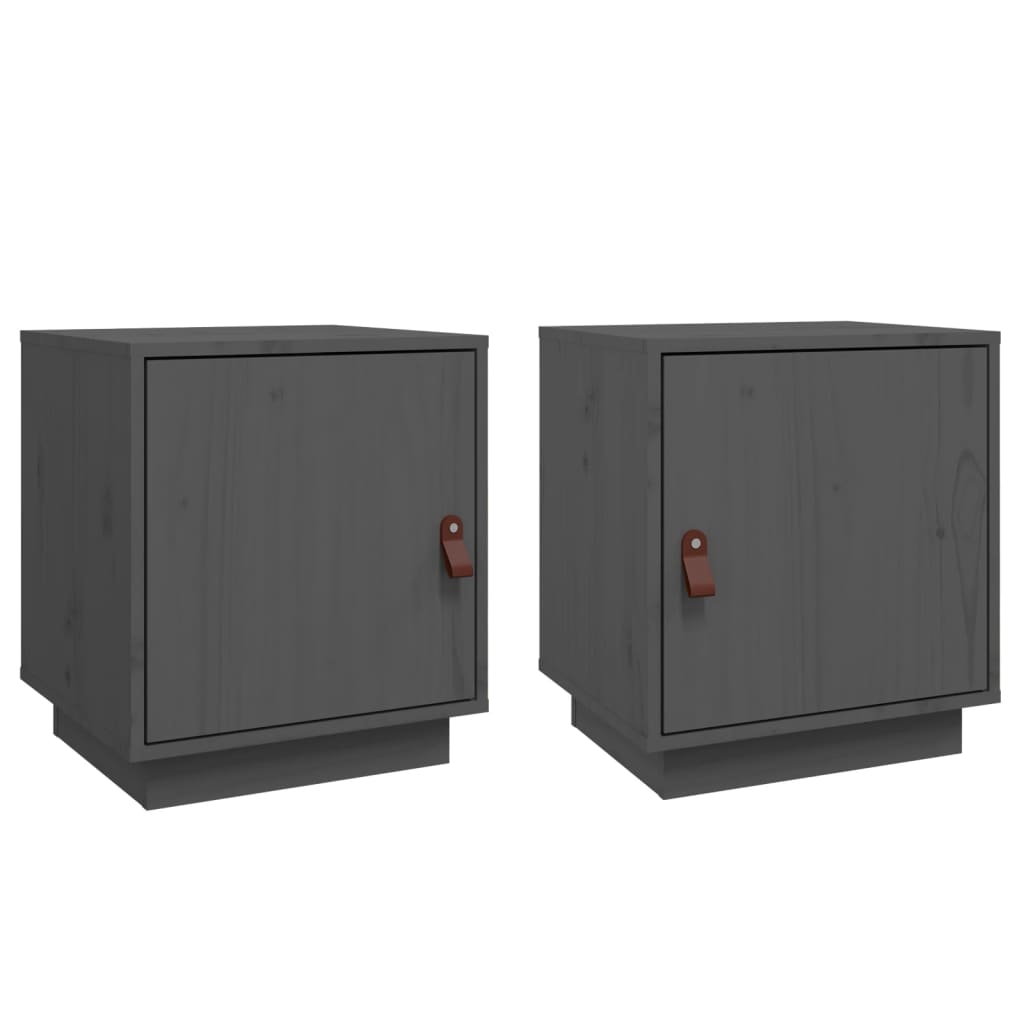 Solid Wood Grey Bedside Cabinets 2 pcs - 40x34x45 cm Pine