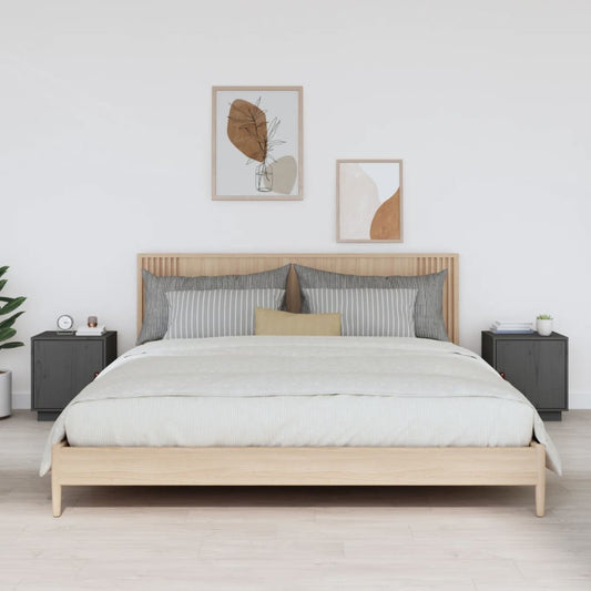 Solid Wood Grey Bedside Cabinets 2 pcs - 40x34x45 cm Pine