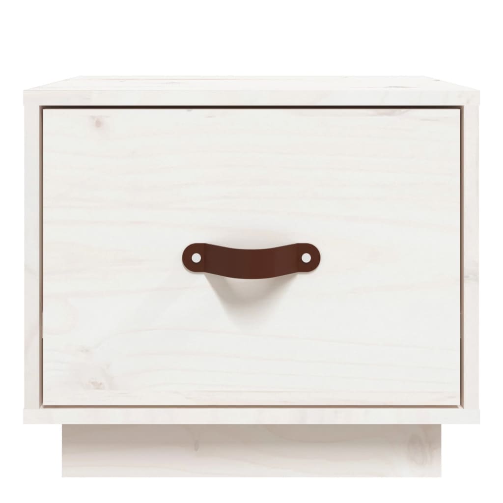 White Solid Wood Pine Bedside Cabinets 2 pcs 40x34x35 cm