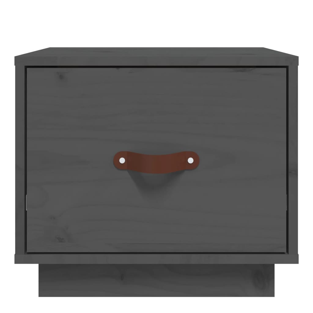 Grey Solid Pine Bedside Cabinet 40x34x35 cm - Stylish & Compact