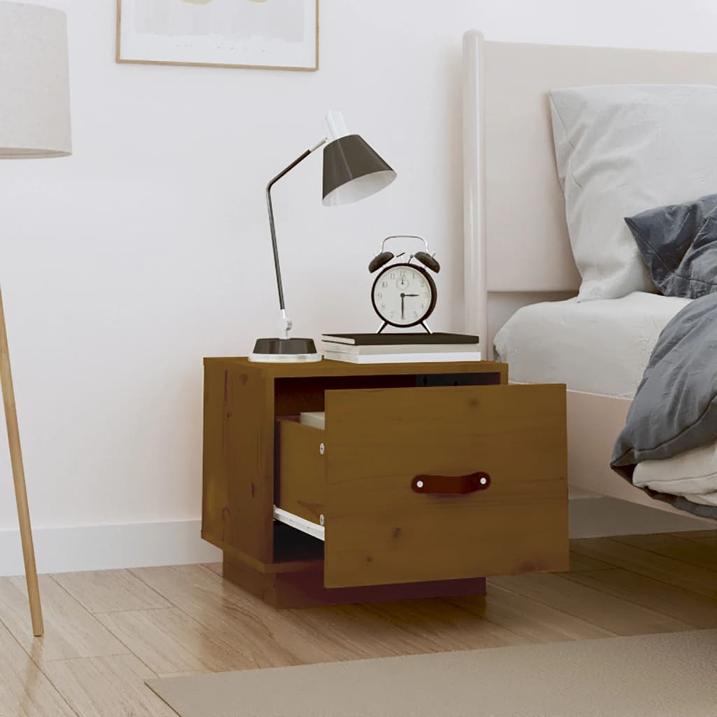 Solid Pine Bedside Cabinets, Honey Brown, 2 Pcs, 40x34x35 cm