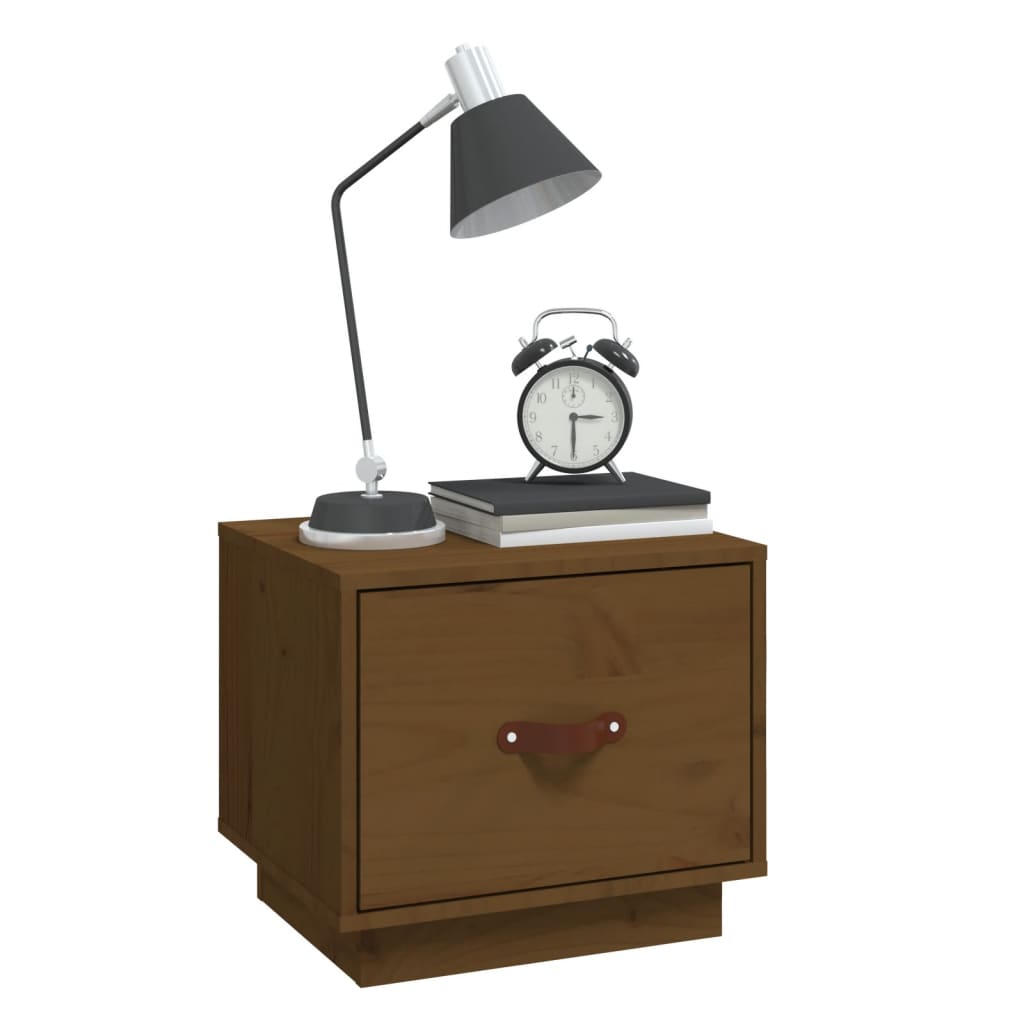 Solid Pine Bedside Cabinets, Honey Brown, 2 Pcs, 40x34x35 cm