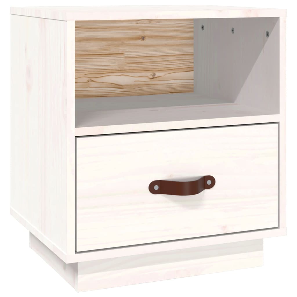 Solid Pine Bedside Cabinet, White 40x34x45 cm - Stylish & Durable