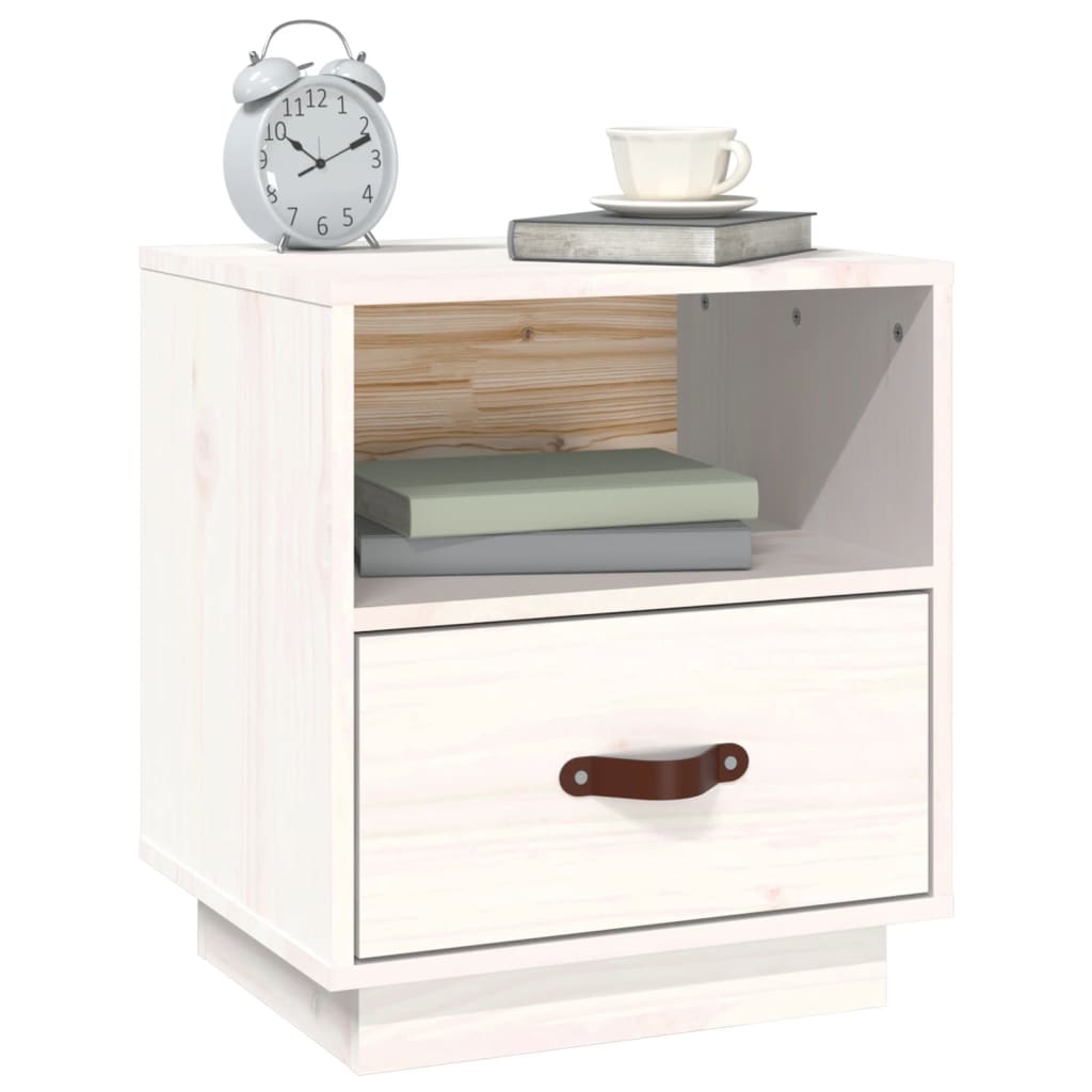Solid Pine Bedside Cabinet, White 40x34x45 cm - Stylish & Durable