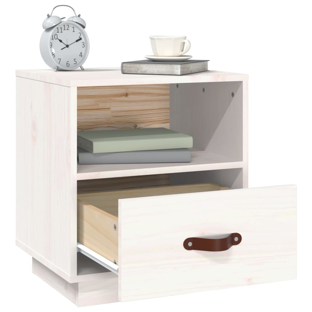 Solid Pine Bedside Cabinets 2pcs - White 40x34x45 cm