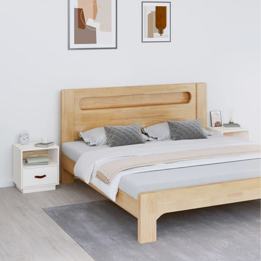Solid Pine Bedside Cabinets 2pcs - White 40x34x45 cm