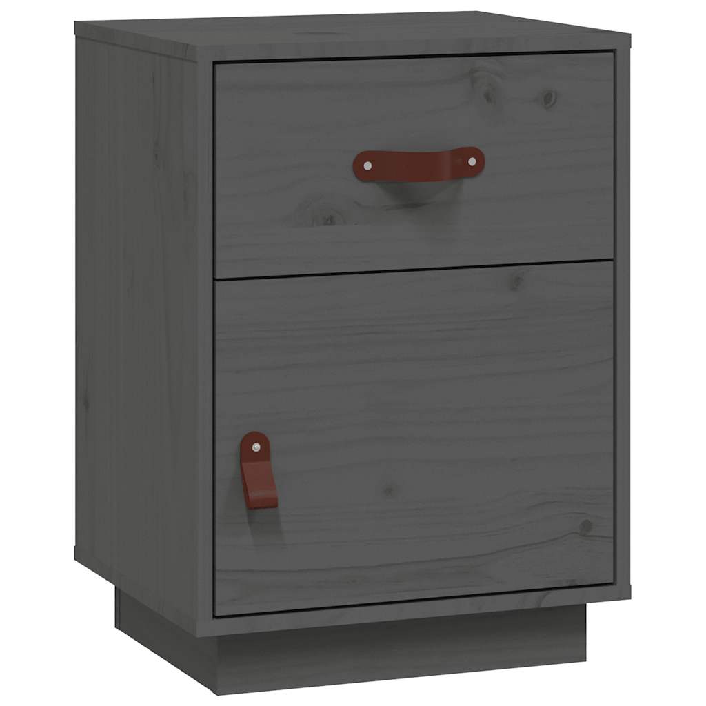Grey Solid Pine Bedside Cabinets - Set of 2, 40x34x55 cm