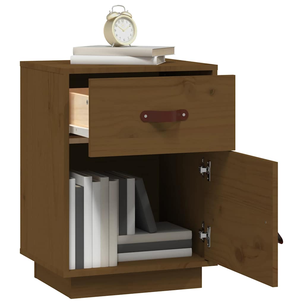 Solid Pine Bedside Cabinet in Honey Brown, 40x34x55 cm