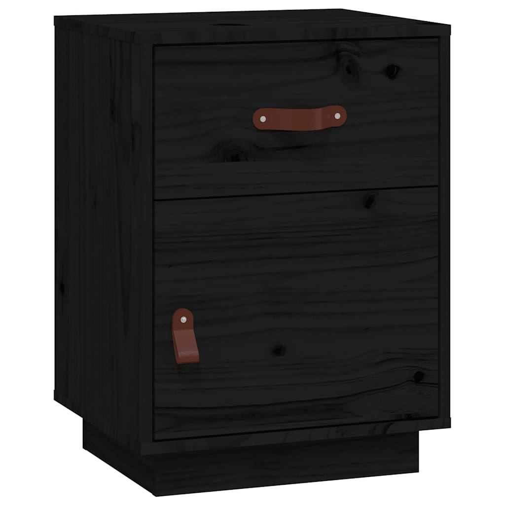 Solid Wood Black Bedside Cabinets 2 pcs - 40x34x55 cm Pine