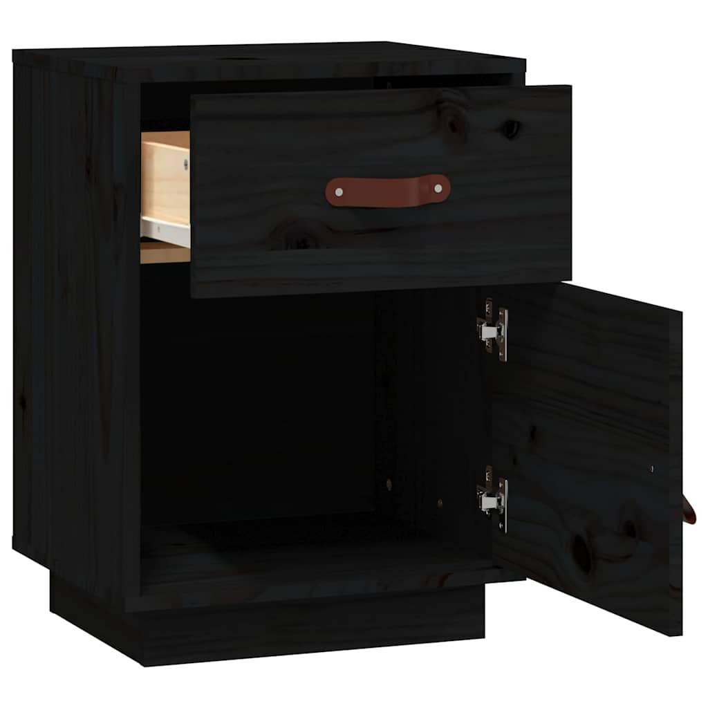 Solid Wood Black Bedside Cabinets 2 pcs - 40x34x55 cm Pine