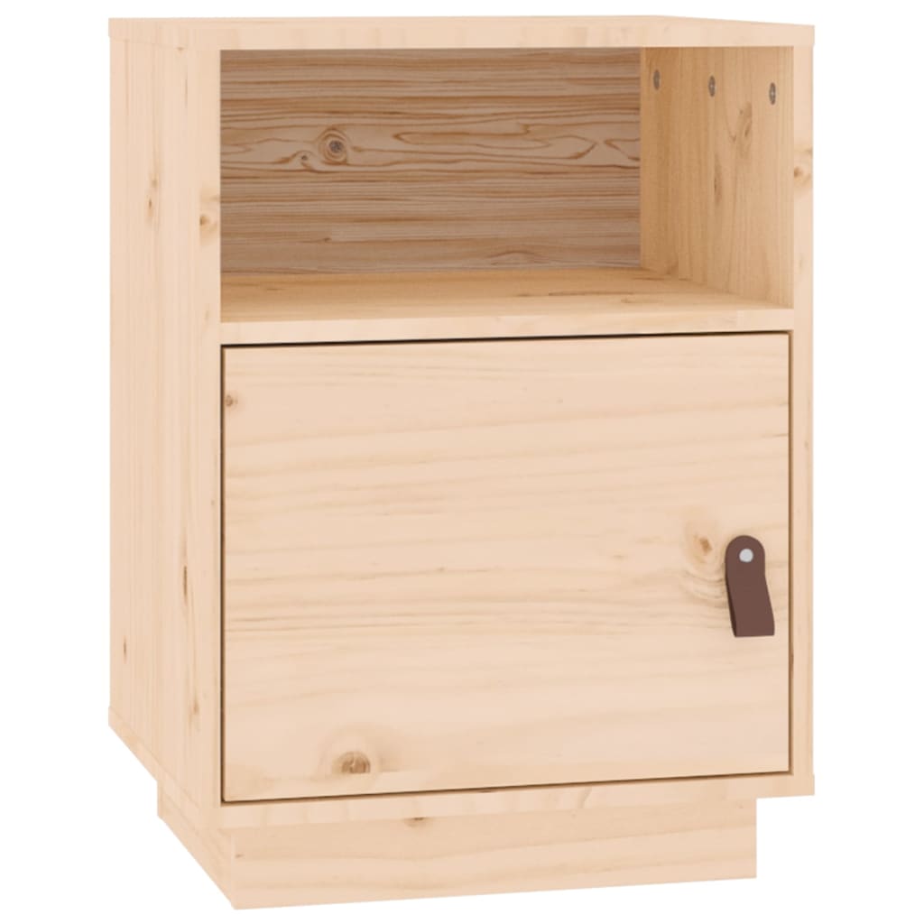 Solid Pine Bedside Cabinet 40x34x55 cm - Natural Wood Finish