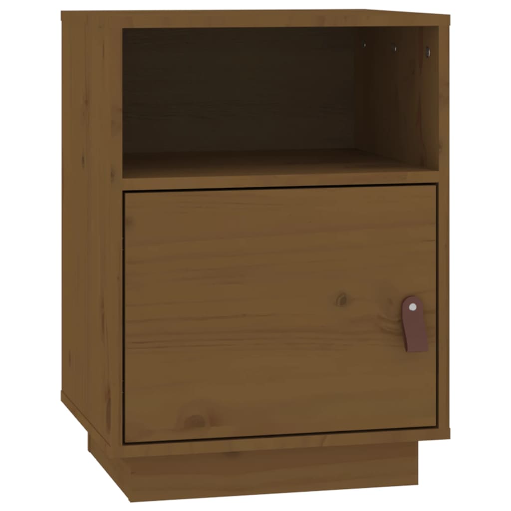 Solid Pine Brown Bedside Cabinet - 40x34x55 cm Honey Finish