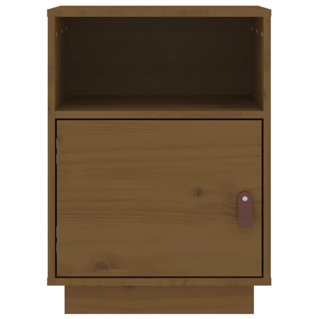 Solid Pine Brown Bedside Cabinet - 40x34x55 cm Honey Finish