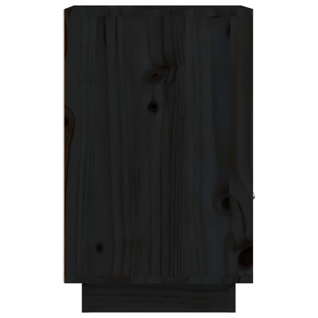 Solid Wood Black Bedside Cabinet 40x34x55cm - Pine Finish