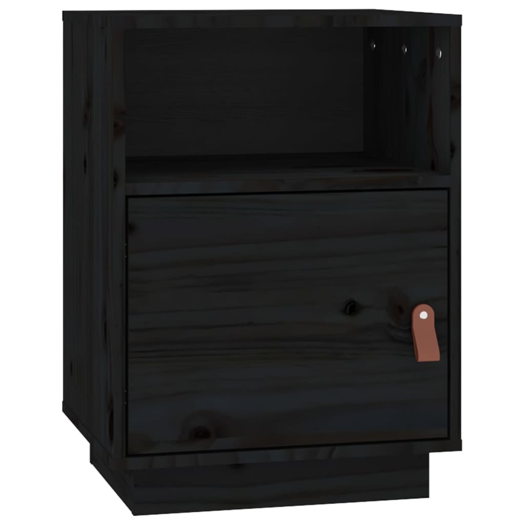 Solid Wood Black Bedside Cabinets, 2 Pcs, 40x34x55 cm Pine