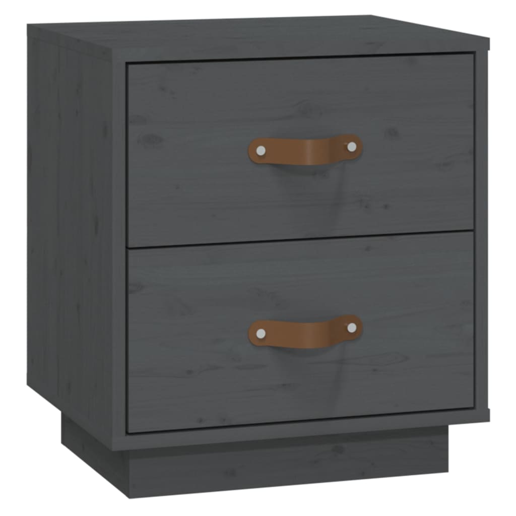 Solid Pine Grey Bedside Cabinet - 40x34x45 cm