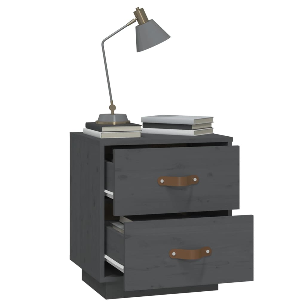 Solid Pine Grey Bedside Cabinet - 40x34x45 cm