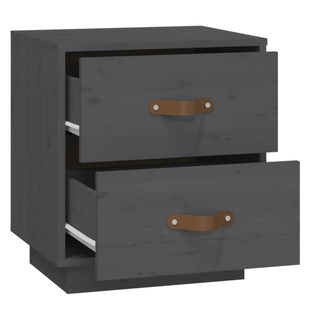 Solid Pine Grey Bedside Cabinet - 40x34x45 cm