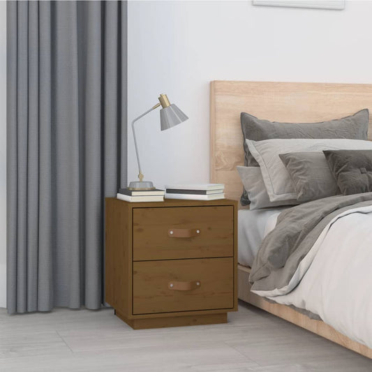 Solid Pine Bedside Cabinet Honey Brown 40x34x45 cm