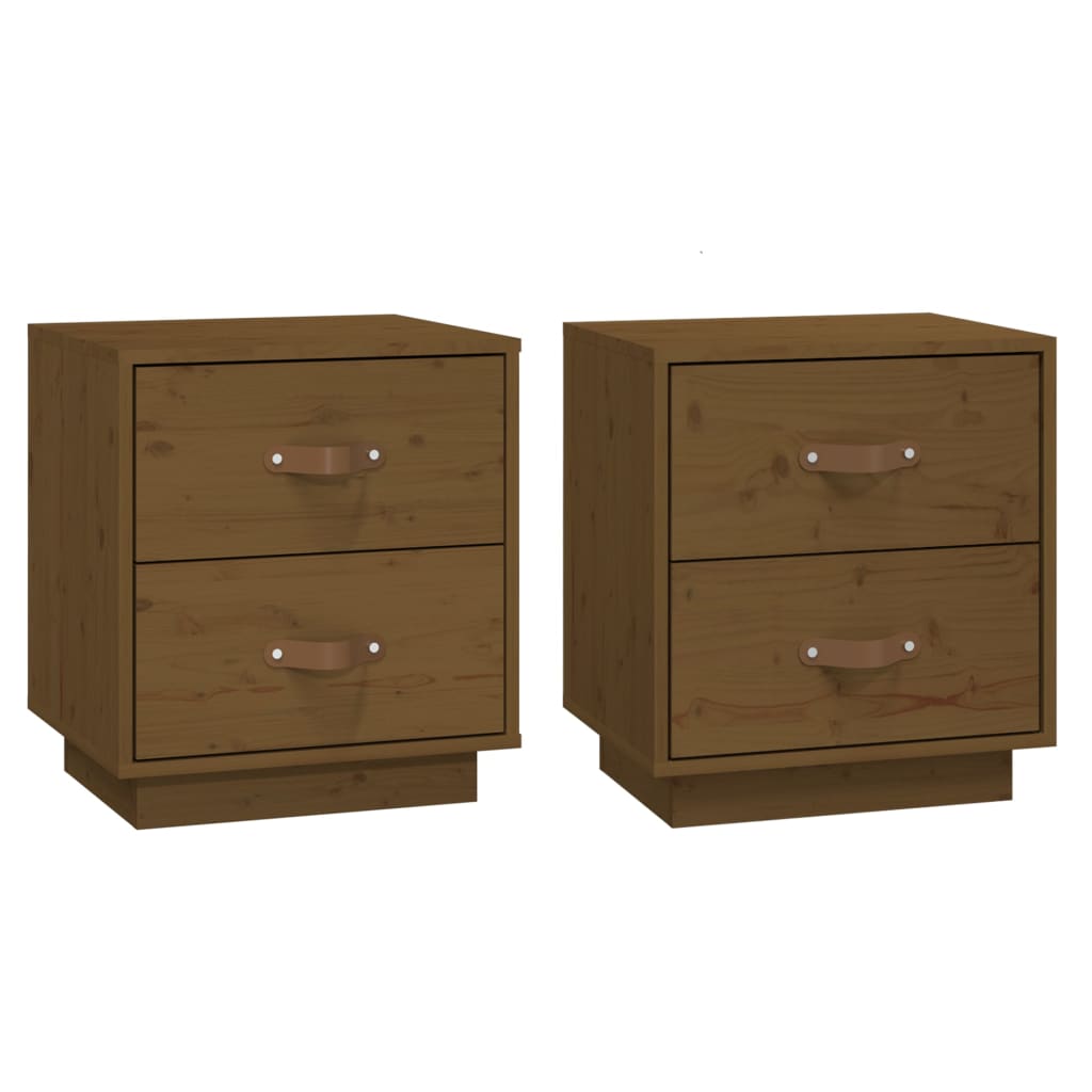 Honey Brown Solid Pine Bedside Cabinets 2 pcs - 40x34x45 cm