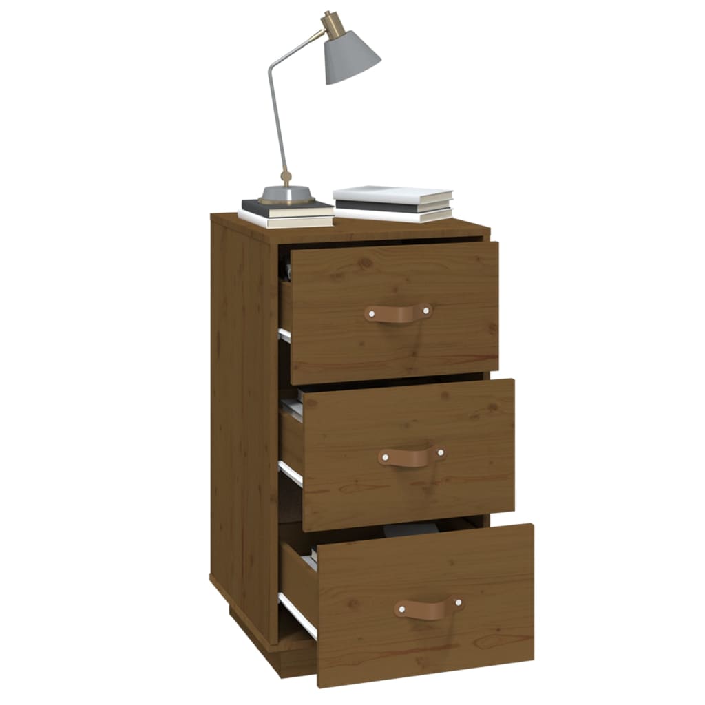 Pair of Honey Brown Solid Pine Bedside Cabinets - 40x40x75 cm