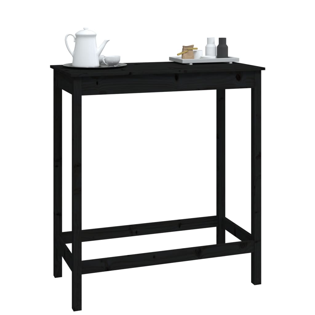 Solid Pine Black Bar Table, 100x50x110 cm, Elegant & Durable