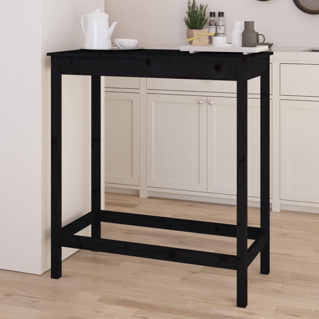 Solid Pine Black Bar Table, 100x50x110 cm, Elegant & Durable