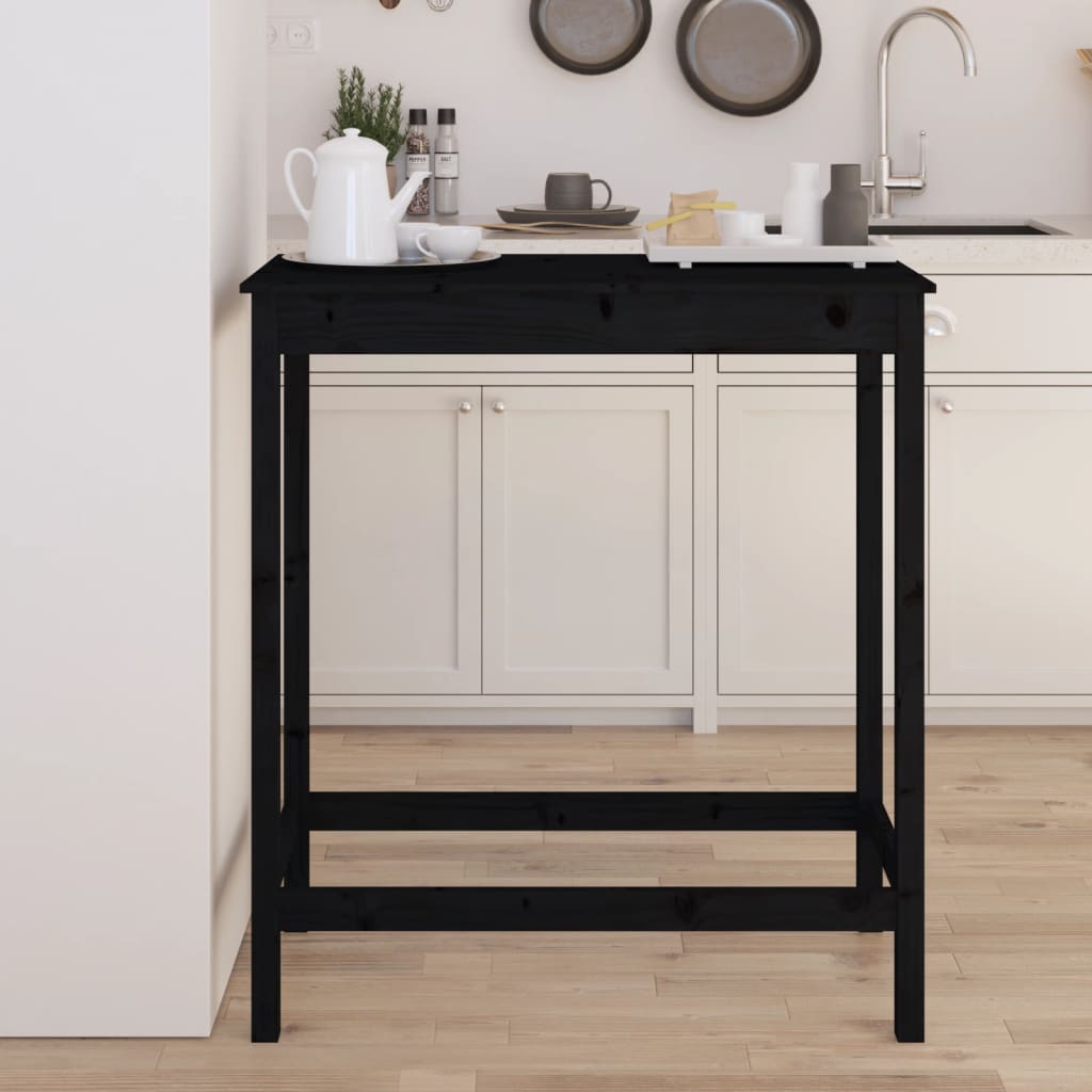 Solid Pine Black Bar Table, 100x50x110 cm, Elegant & Durable