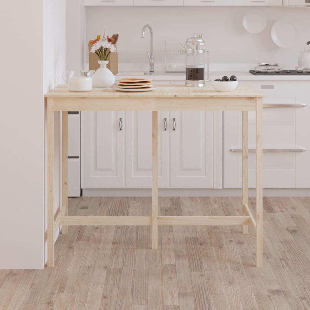 Solid Pine Wood Bar Table 140x80x110 cm - Natural Finish