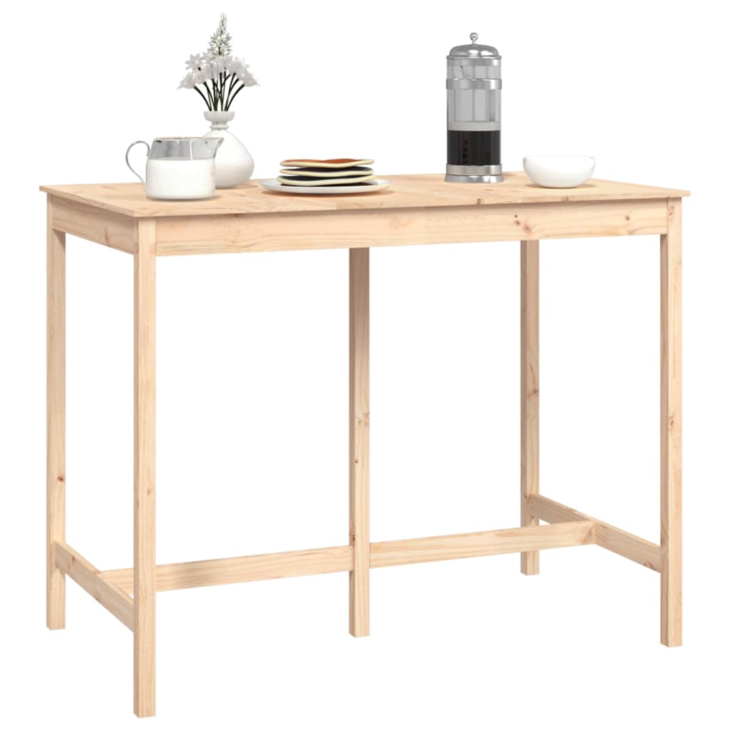 Solid Pine Wood Bar Table 140x80x110 cm - Natural Finish
