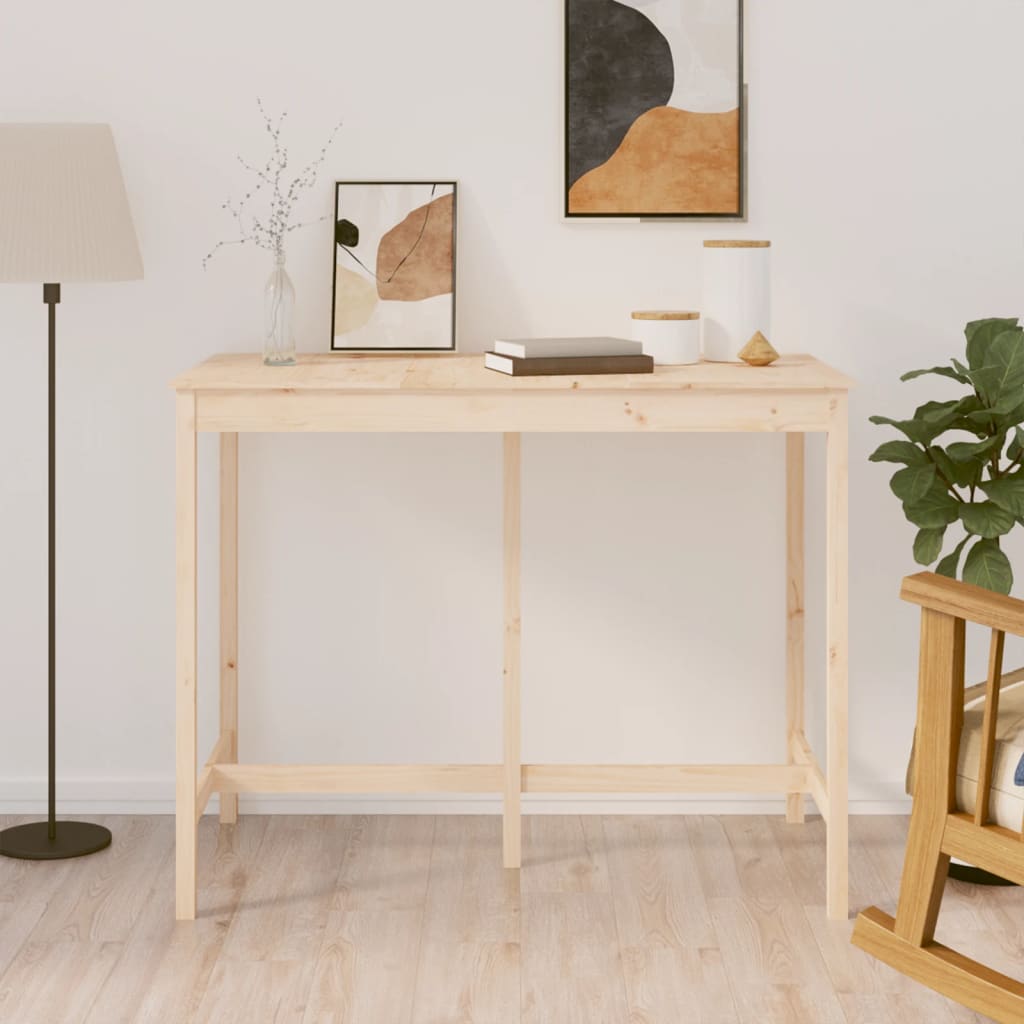 Solid Pine Wood Bar Table 140x80x110 cm - Natural Finish