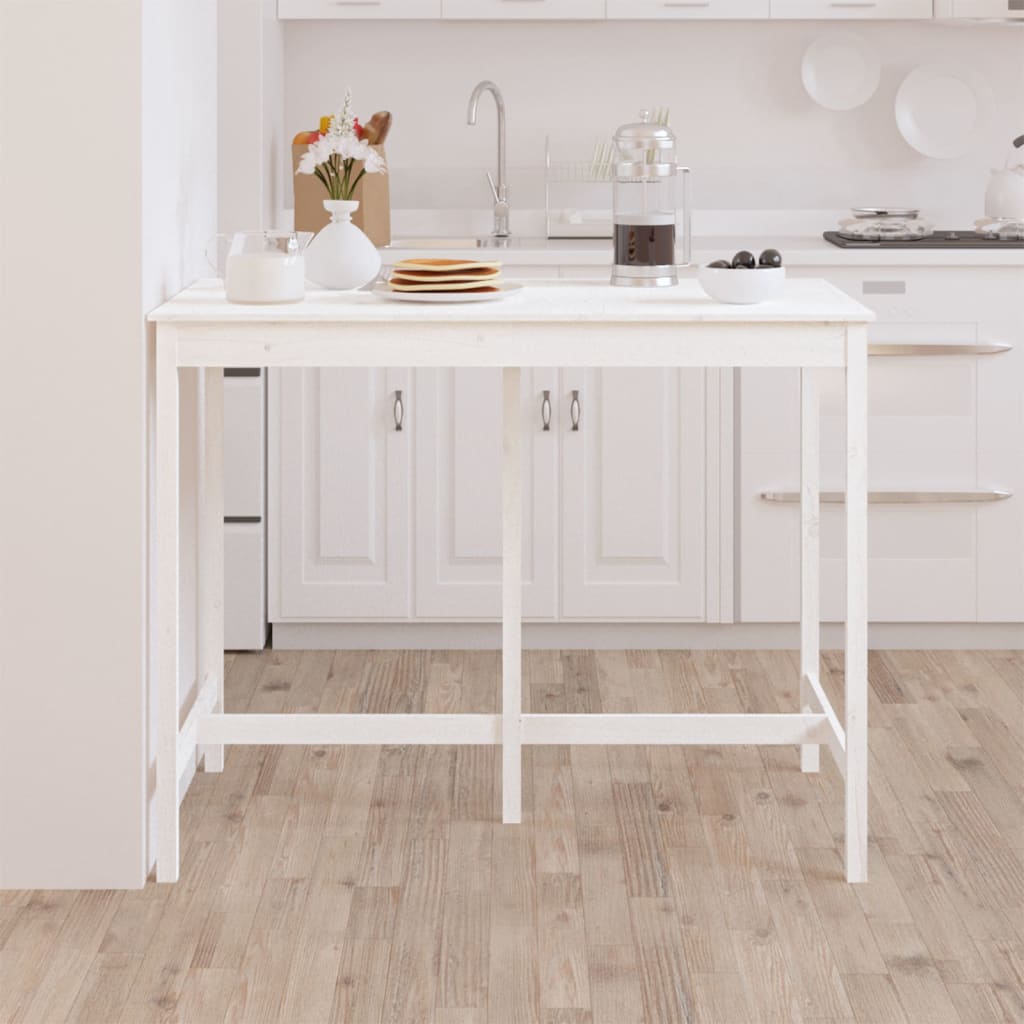 Solid Pine White Bar Table 140x80x110 cm - Stylish & Durable