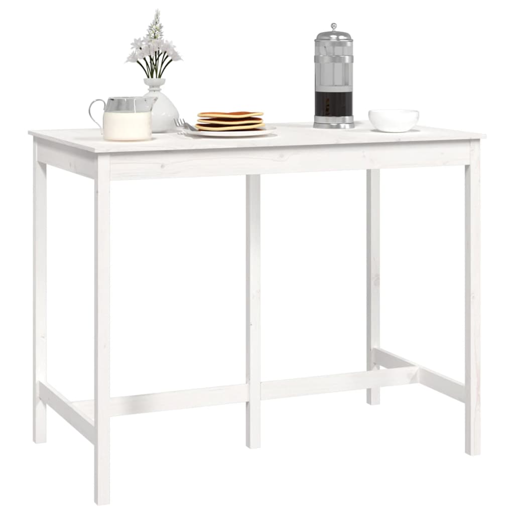 Solid Pine White Bar Table 140x80x110 cm - Stylish & Durable