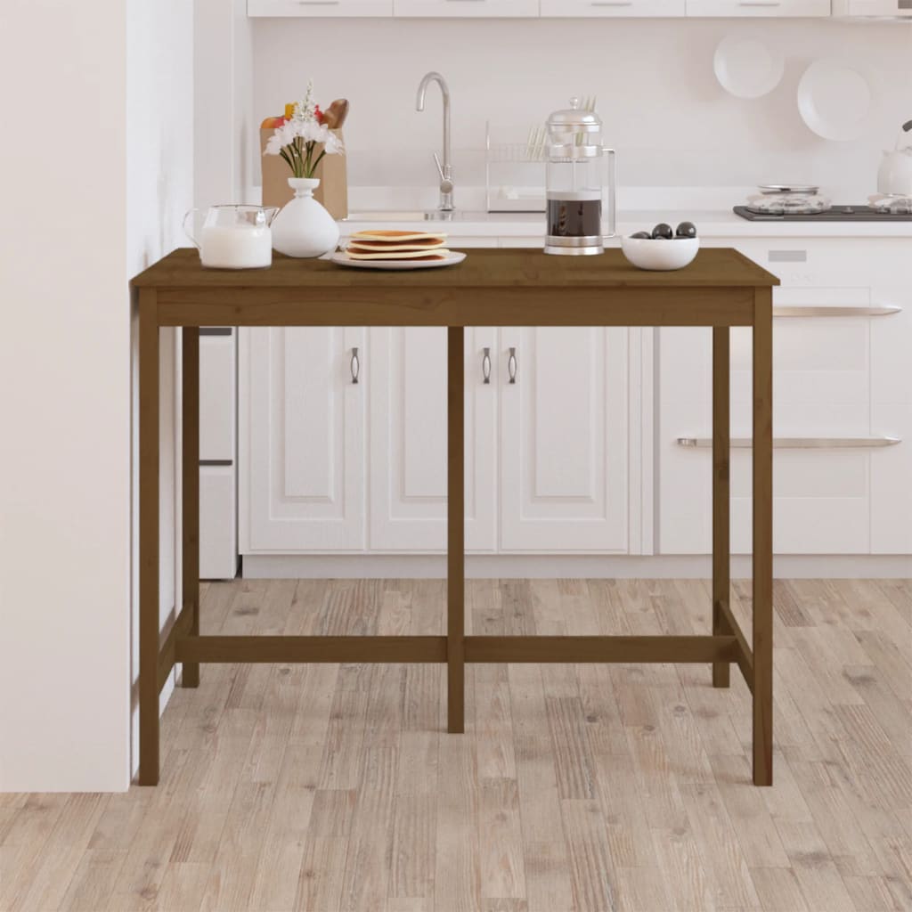 Solid Pine Bar Table 140x80x110 cm - Honey Brown Finish