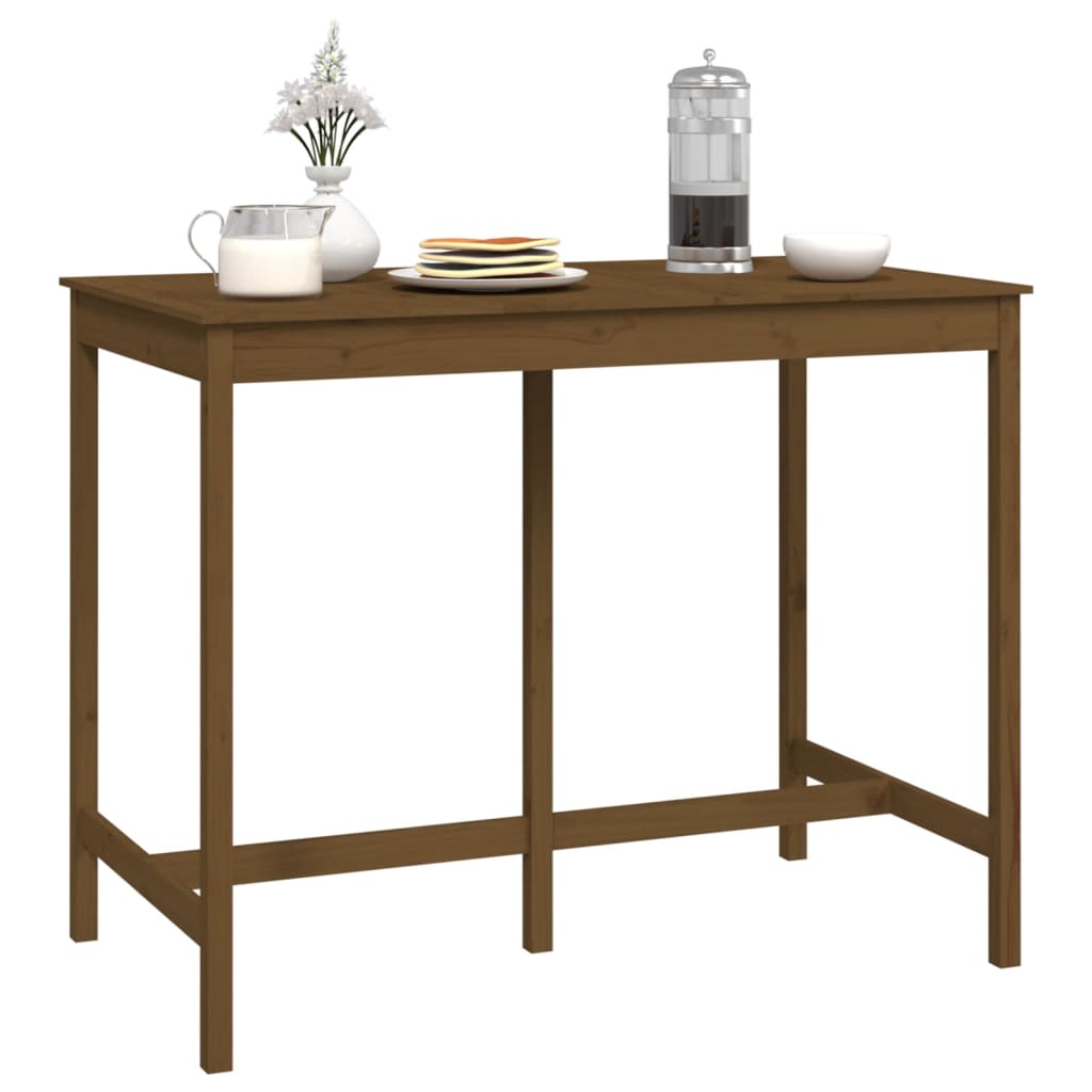 Solid Pine Bar Table 140x80x110 cm - Honey Brown Finish
