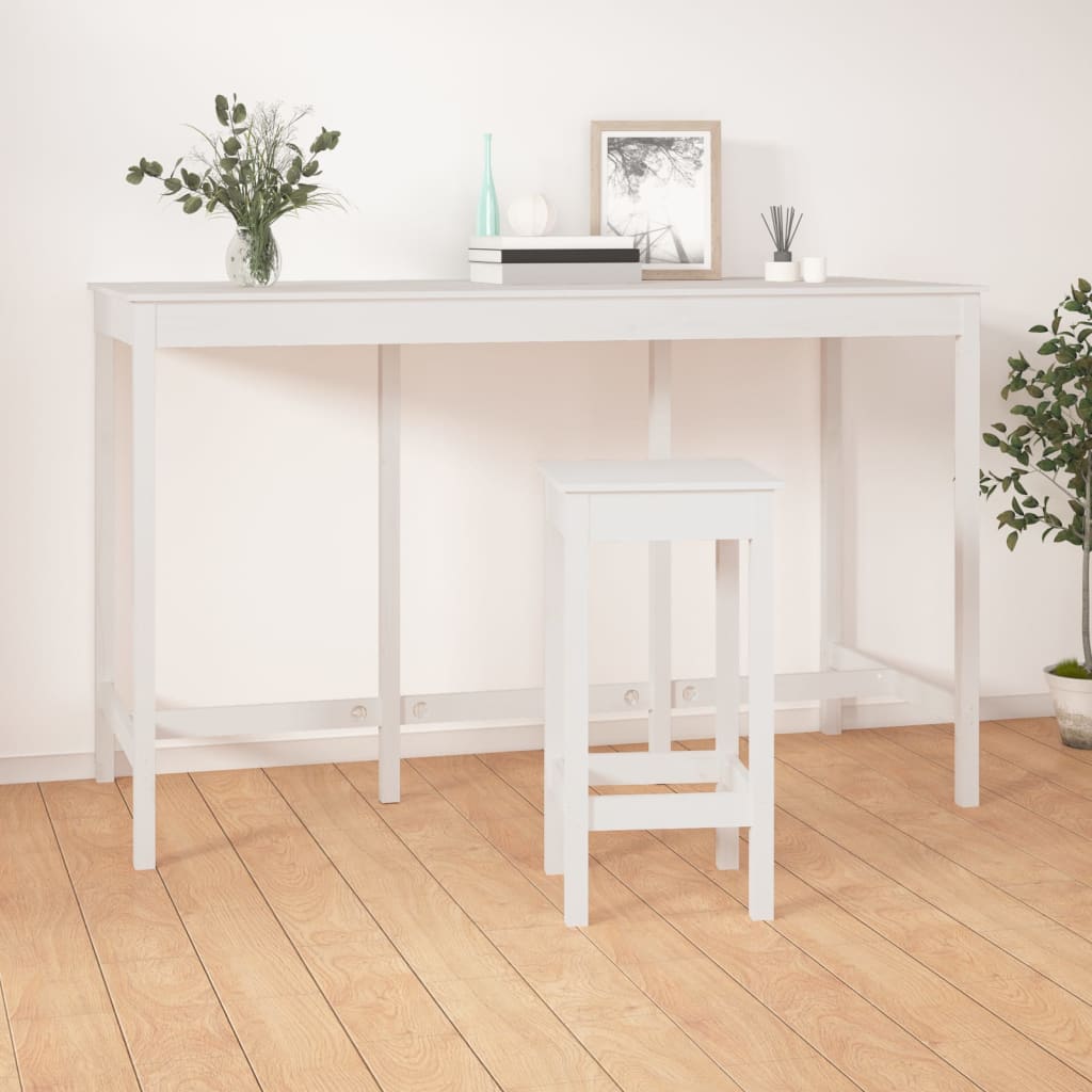 Solid Pine Bar Table - White 180x80x110 cm | Stylish & Durable
