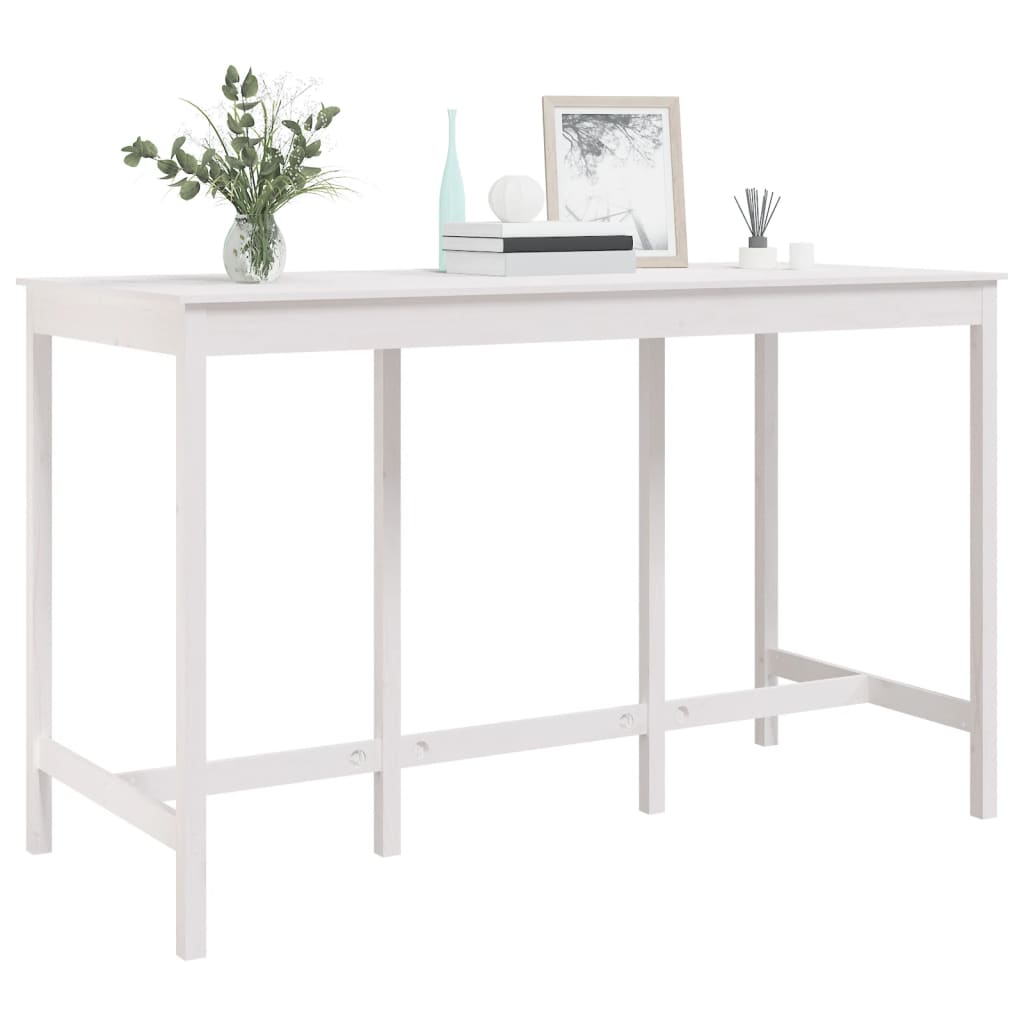 Solid Pine Bar Table - White 180x80x110 cm | Stylish & Durable