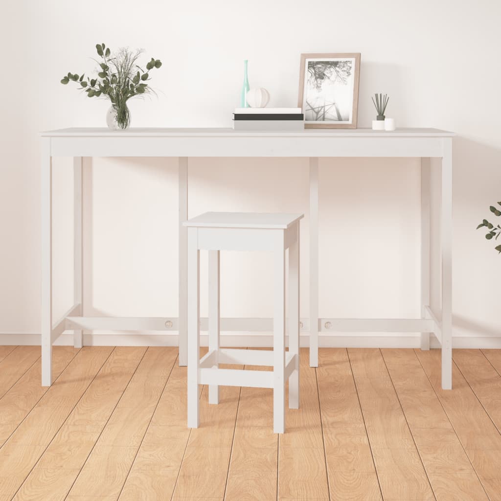 Solid Pine Bar Table - White 180x80x110 cm | Stylish & Durable